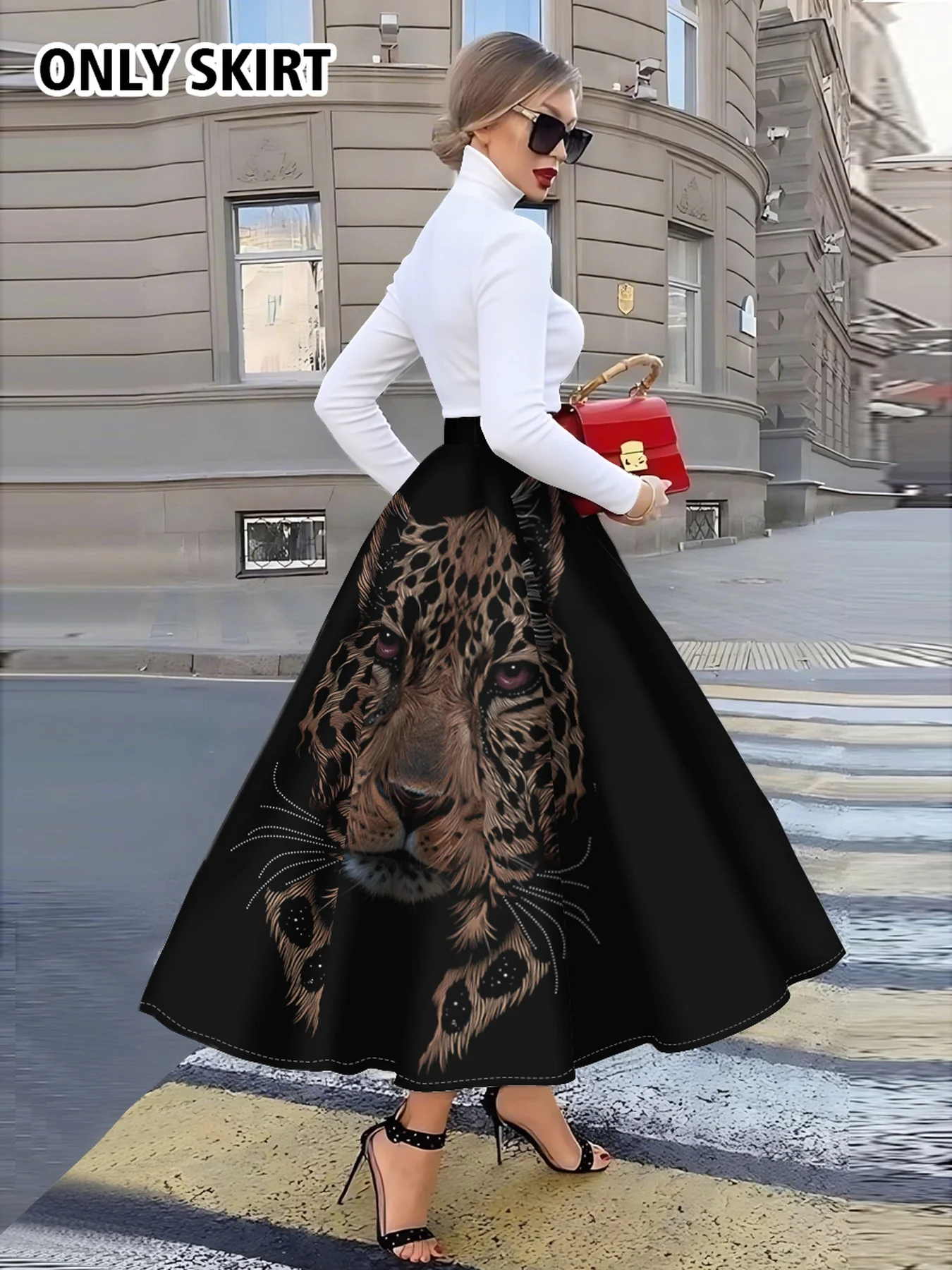 Printed Design Leopard-print design resort-style women's half skirt