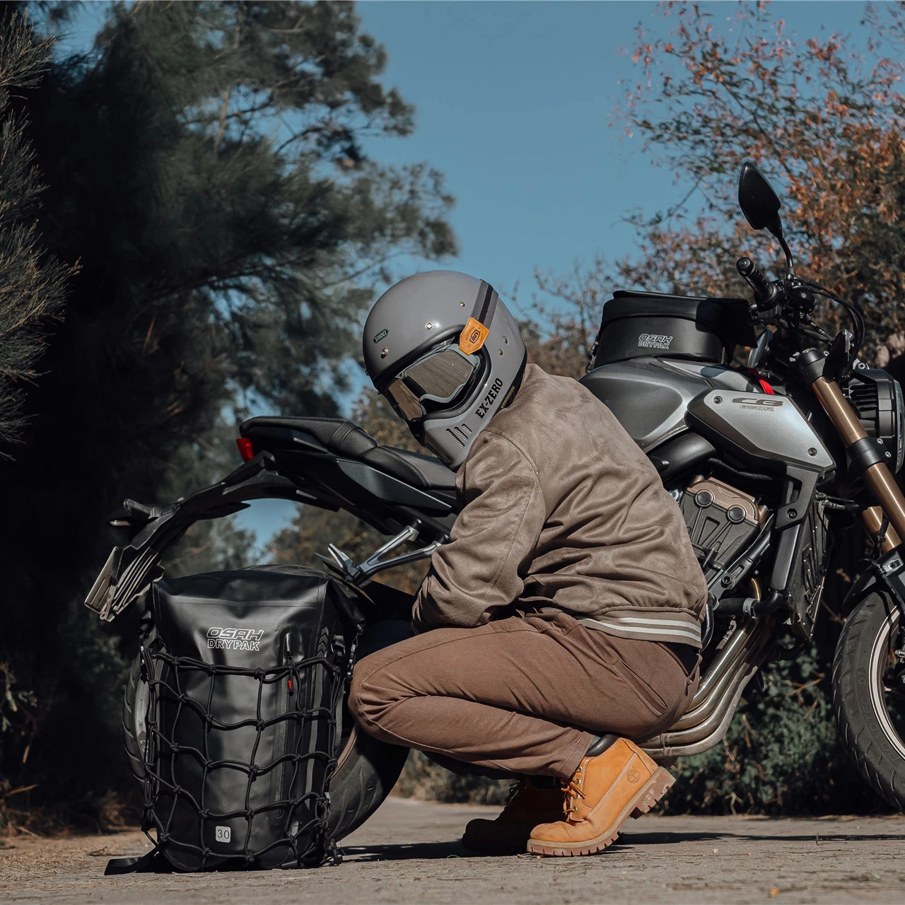 Wielofunkcyjny torba na bagażnik OSAH, wodoodporna torba, plecak motocyklowy, montaż kasku, siateczkowy pasek stały karabinek