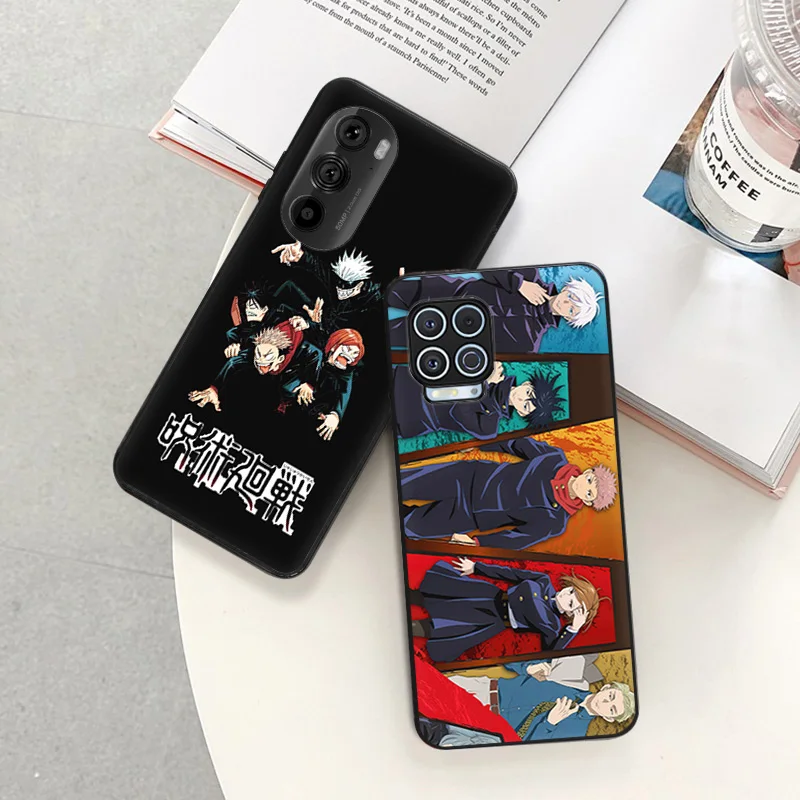 Matte Phone Cases for Motorola Moto G31 G50 G30 G51 G60 G71 G22 G32 G52 G72 G53 G73 G9 Jujutsu Kaisen Anime Black Soft Cover