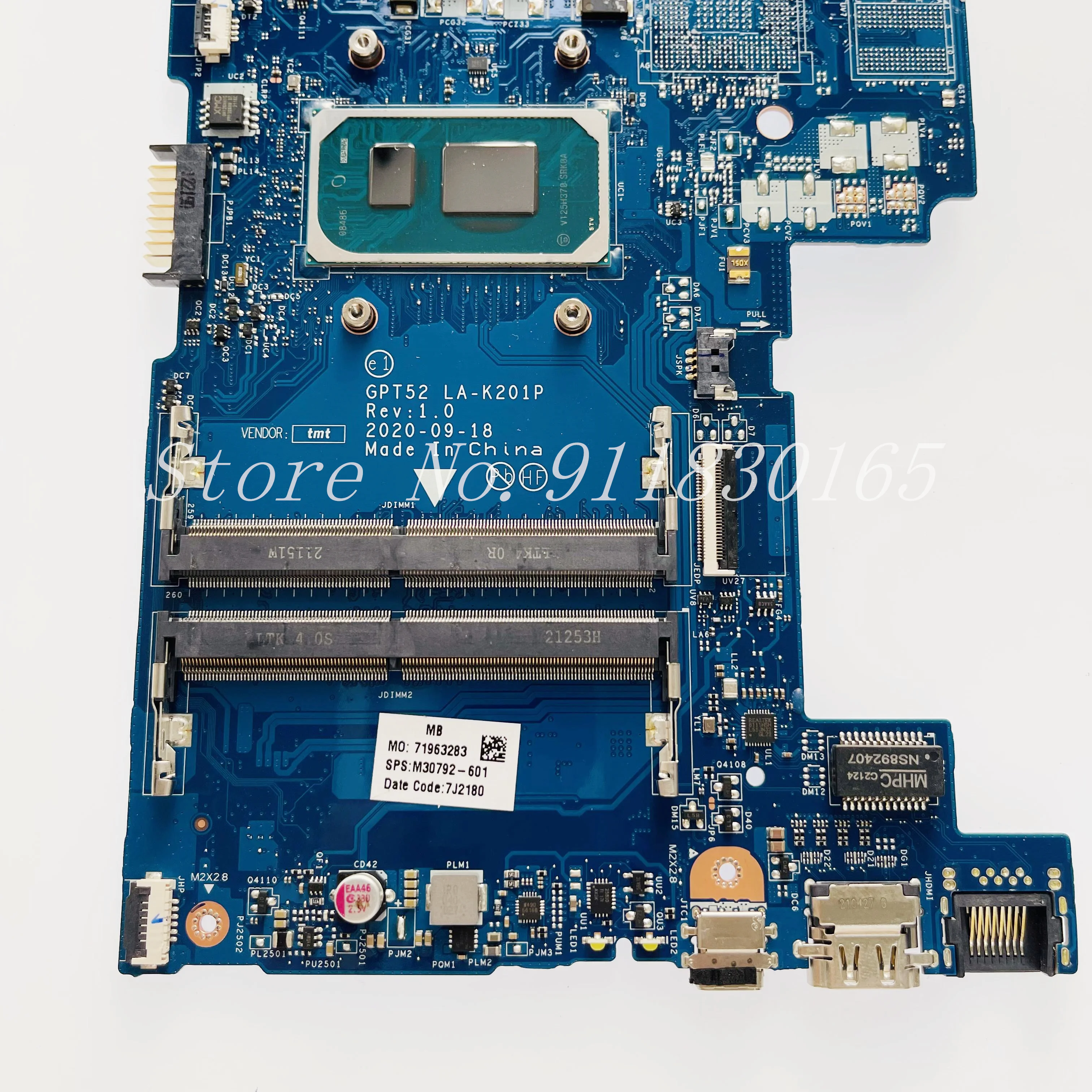 Imagem -03 - Placa-mãe Portátil para hp Gpt52 La-k201p M30792601 Mainboard para hp 15-dw 15t-dw 15s-du 15-du 250 g8 7505u i3 i5 I711th Cpu Uma