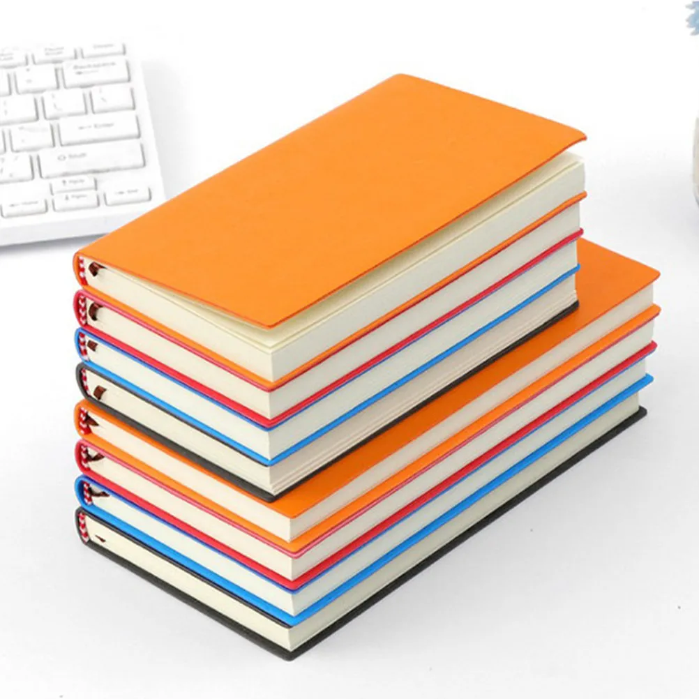 4Pcs PU Notebook Cover Bright Color Pocket Planner Portable Diary Book Note Pad Student Office Journal Sketchbook