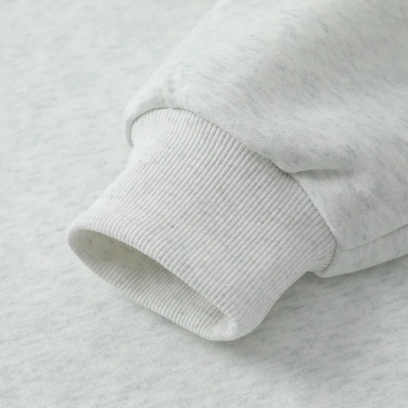 بلوفر بغطاء للرأس بنصف سحاب بلون سادة 72% قطن، مسامي وممتص للعرق، ملابس غير رسمية يومية سميكة للرياضة والدفء