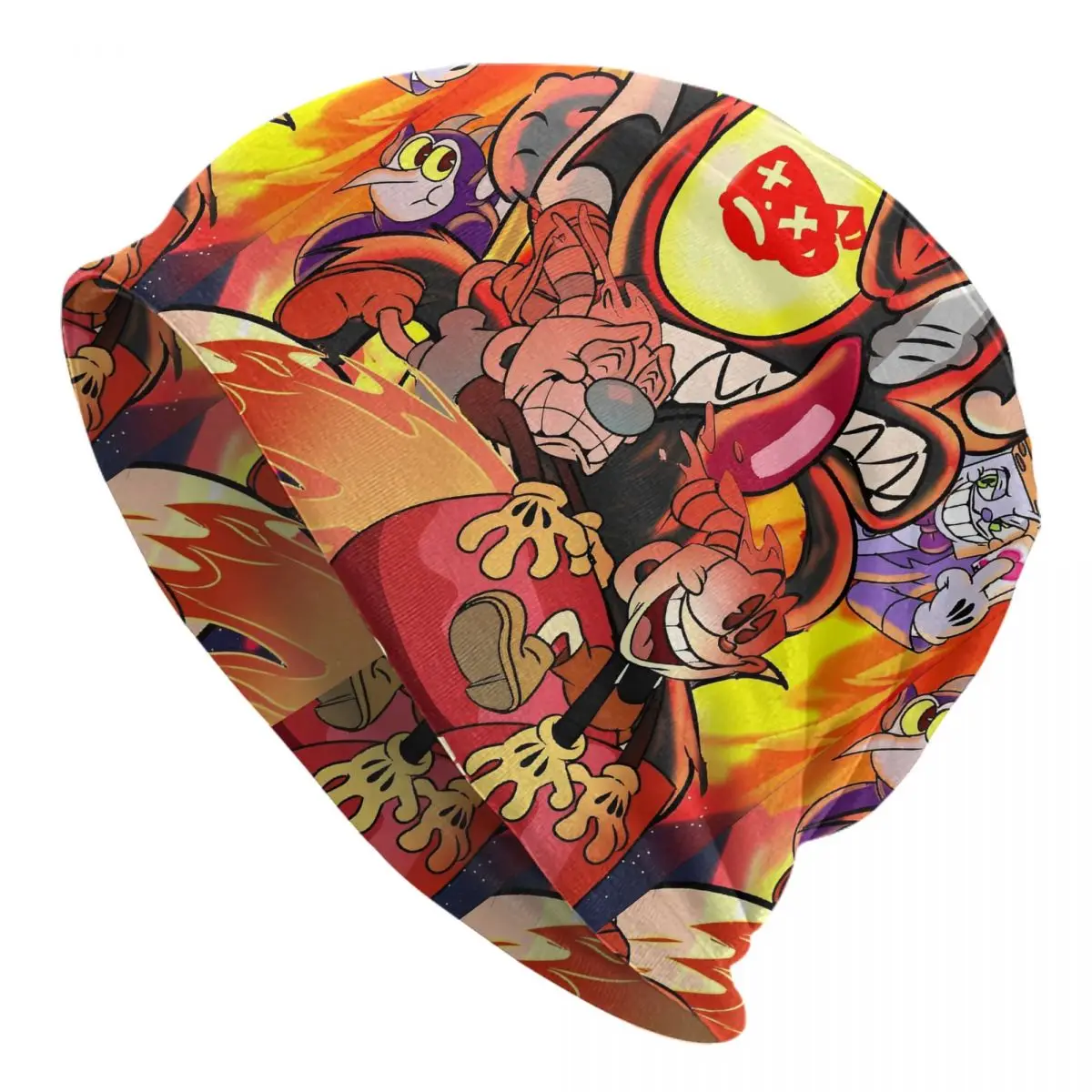 Great Retro Game Battle Cuphead Skullies Beanies Hats Spring Unisex Outdoor Caps Warm Multifunction Bonnet Hats