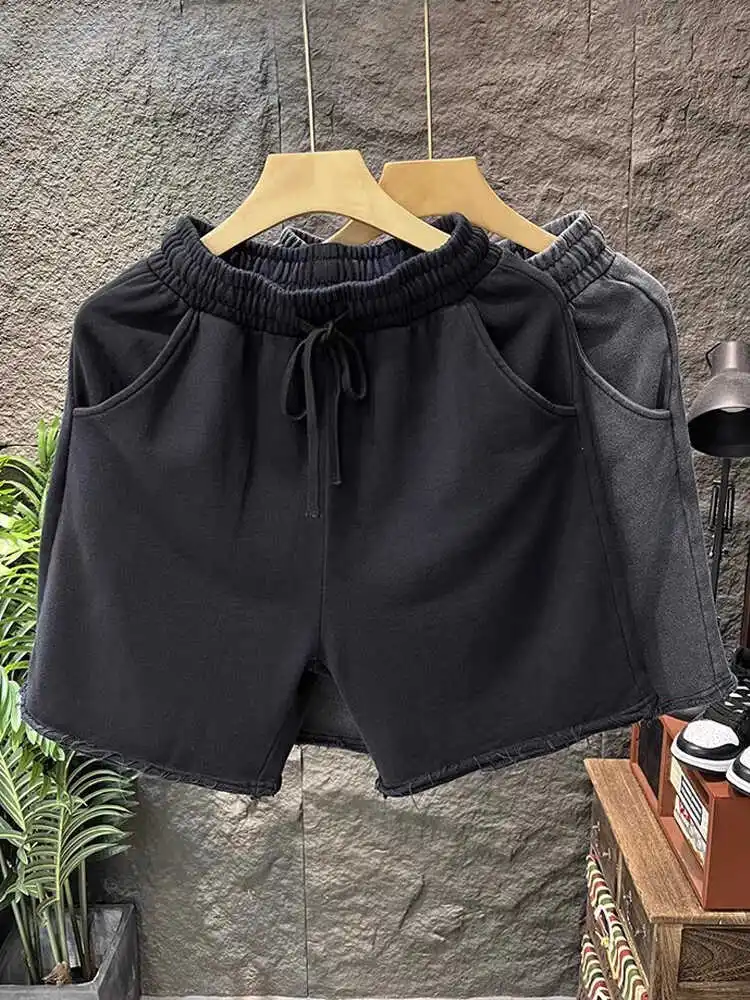 

Waed Sports orts Men's Summer Casual Cuffed Elastic Waist Five-Quarter Length Breathable Cotton Youth Active Sle
