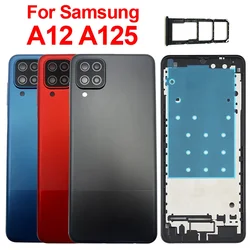 middle frame For Samsung Galaxy A12 A125 A125F Battery Back Cover Door Rear Housing Case With SIM Card Tray