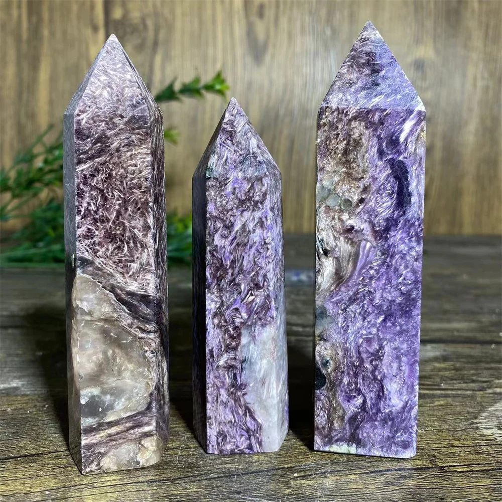 Piedra de charoita, torre de cristal de cuarzo Natural, varita de Reiki Aura, minerales, calidad, decoración del hogar, belleza