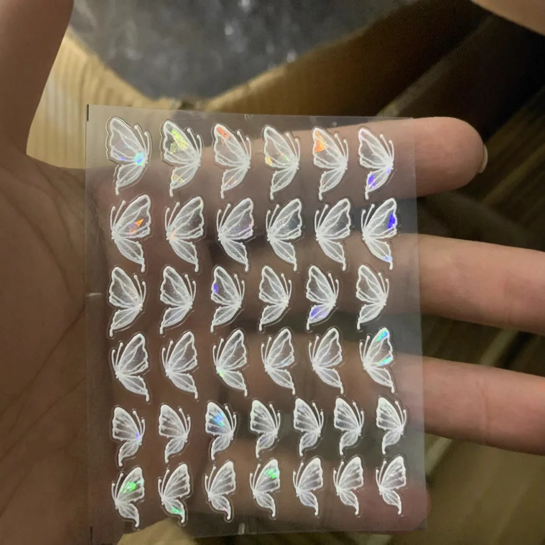 

5D Relief Butterfly Nail Stickers Shell Luster Holographic Self Adhesive Decals for Manicure DIY Wholesale