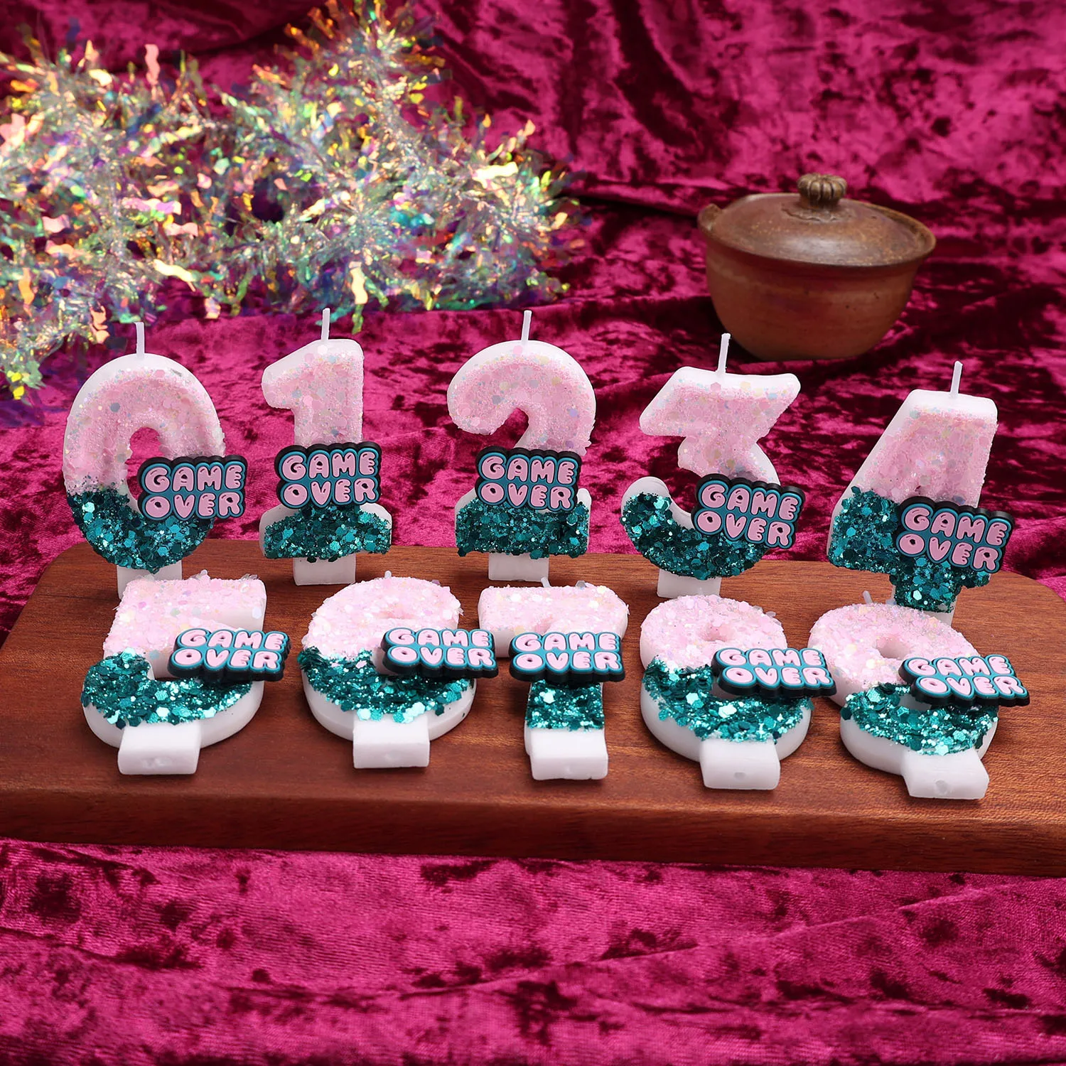 Pink gradient digital birthday candles with 