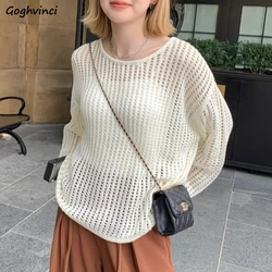 Pullover a prova di sole donna scava fuori vintage casual estate tenera abbigliamento sottile tutto-fiammifero Mujer vacanza stile pigro Ulzzang 2023