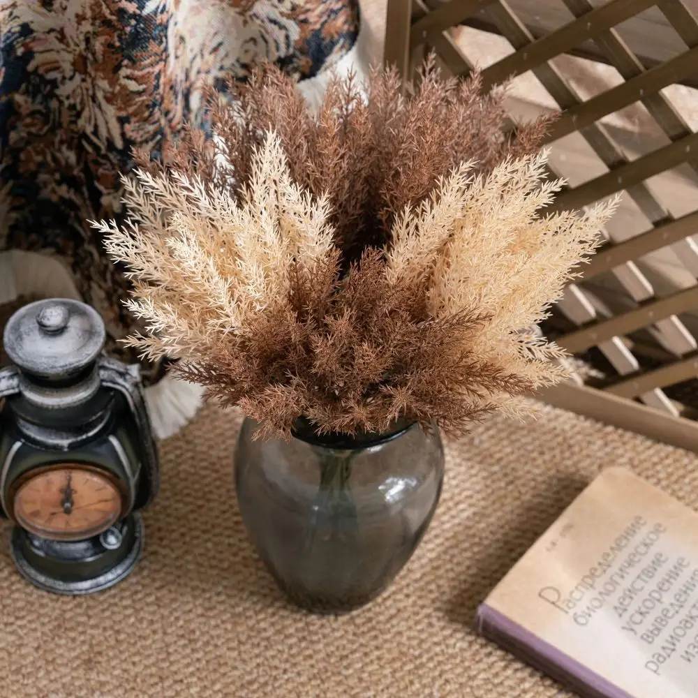 Durable Plastic Artificial Bouquet Lifelike Green Simulated Wheat Grass Bendable Mini Wedding Flowers Home Decor
