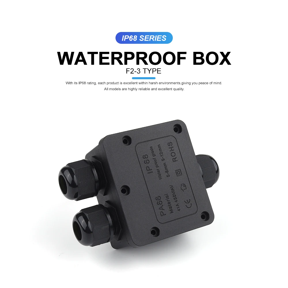 IP68 3 Way Waterproof Junction Box 5-12mm Cable Electrical Wire Connectors With 32A 250V Terminal External Electric Junction Box image 2