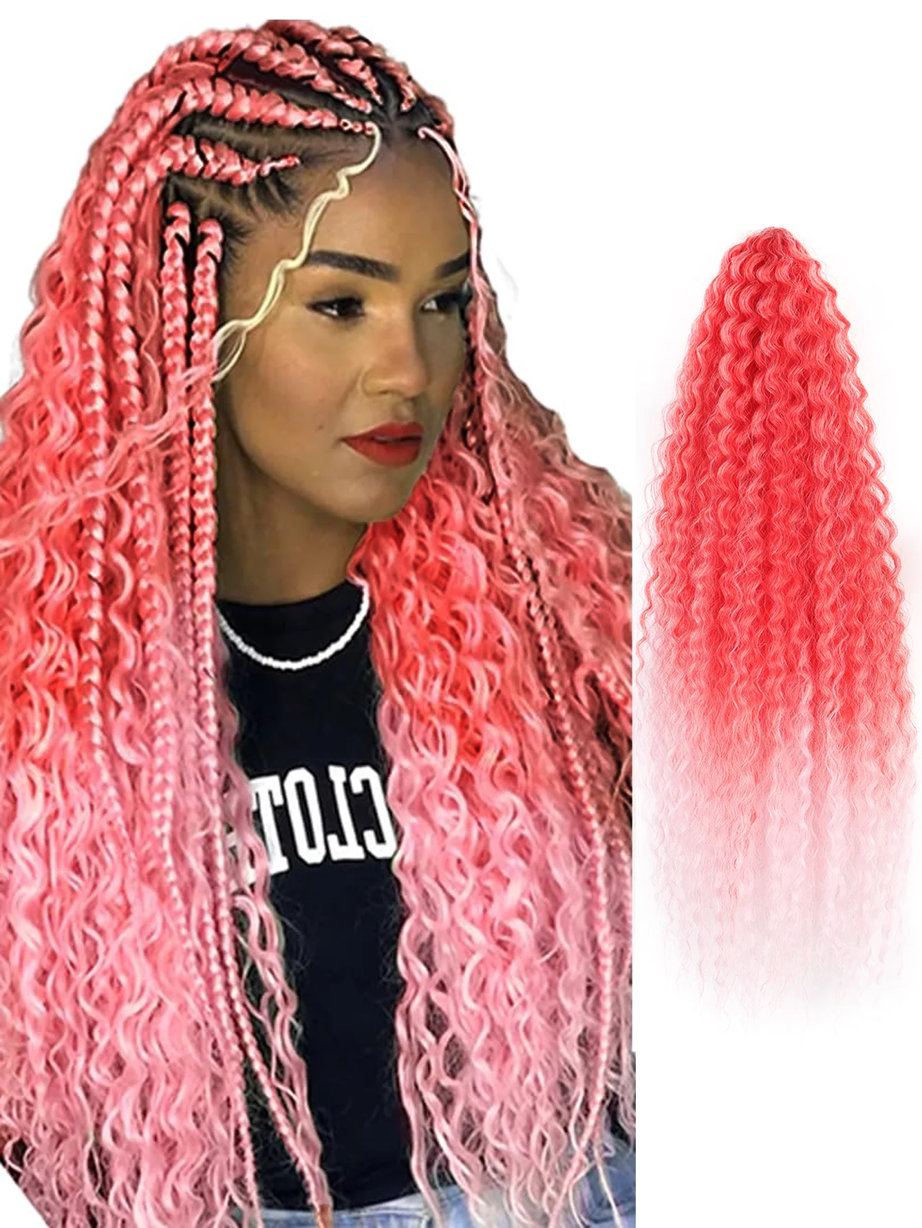 Sintético Afro Kinky Curly Braiding Hair Extensions, Profundo Curly Crochet Hair, Trança de Onda de Água, Mulheres Negras, Brasileiro