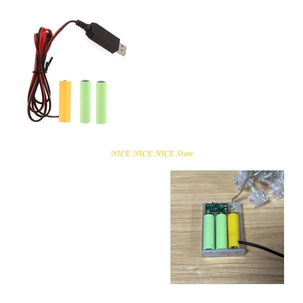 

1 Set 4.5V AA Fake Battery USB Power Supply Cable Cord Long-lasting Power Solution Replacement for 3x AA LR6 Batteries