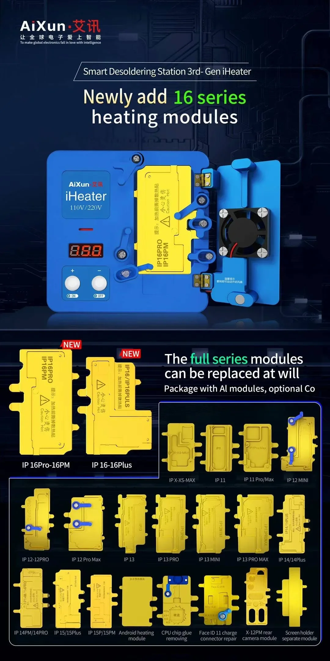 Aixun iHeater Pre-heating Desoldering Platform for iP 16 X/11/12/13/14/15/16Pro Max Motherboard Separating Disassembly Station