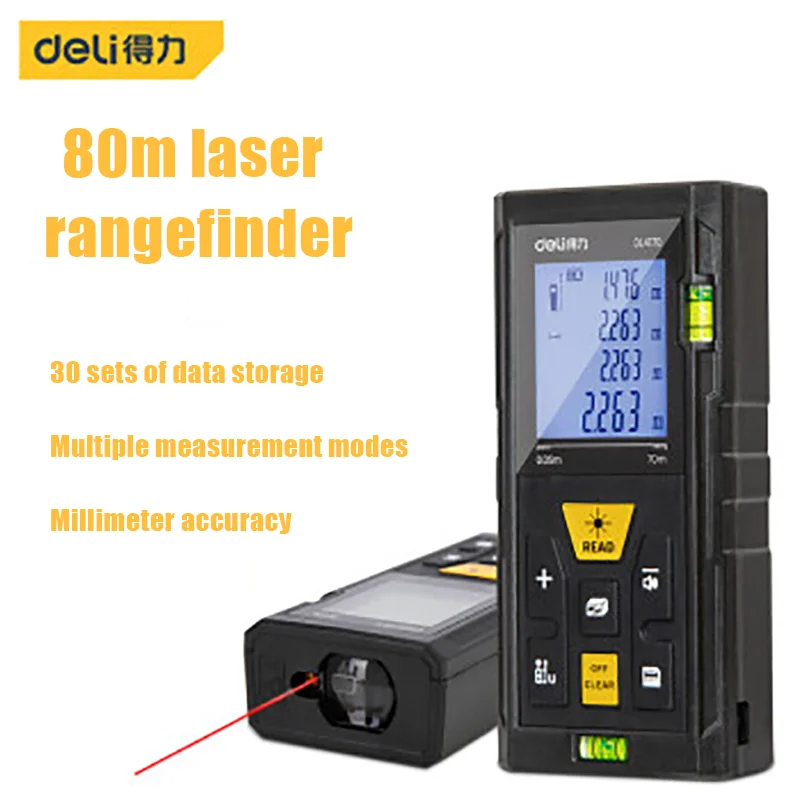 

DELI 4170 Handheld Laser Rangefinder High Precision Electronic Ruler Infrared Room Measuring Instrument 80m