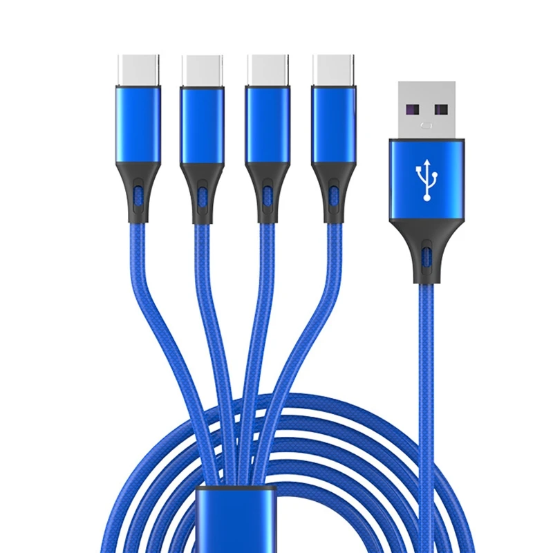 كابل شحن متعدد مضفر من النايلون العالمي 3/4/5 في 1 منافذ متعددة USB C F19E