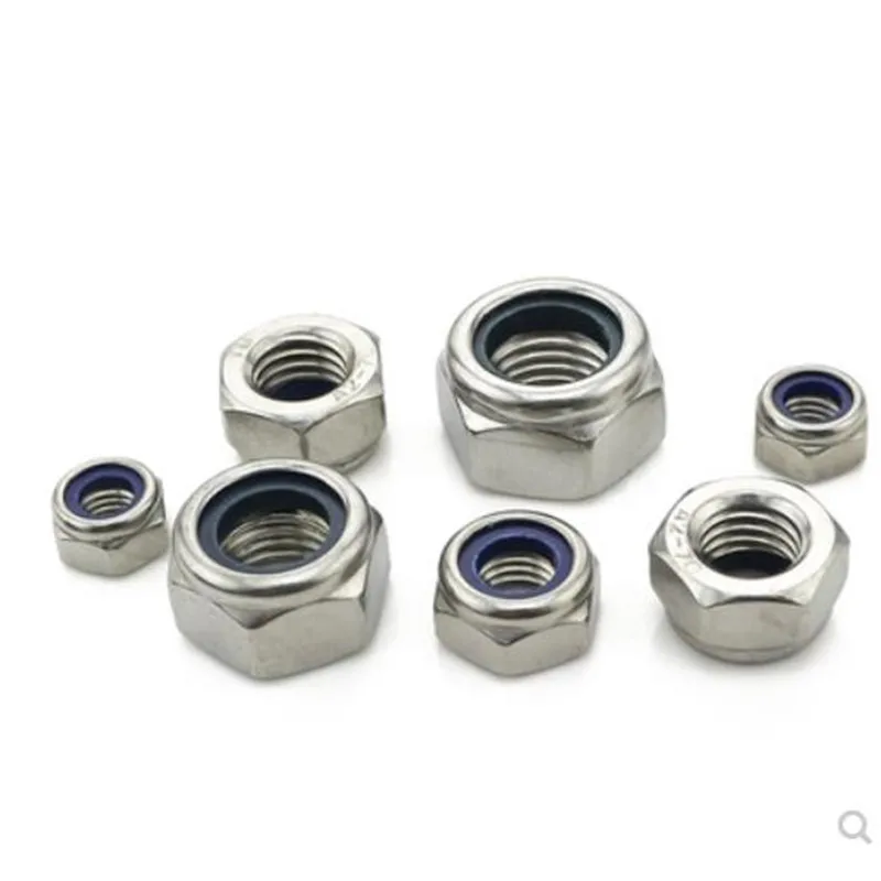 M3 M4 M5 M6 M8 M10 M12 304 A2 Stainless Steel Reverse Rotate Left Hand Thread Hex Nylon Insert Self Lock Nut Nylock Locknut