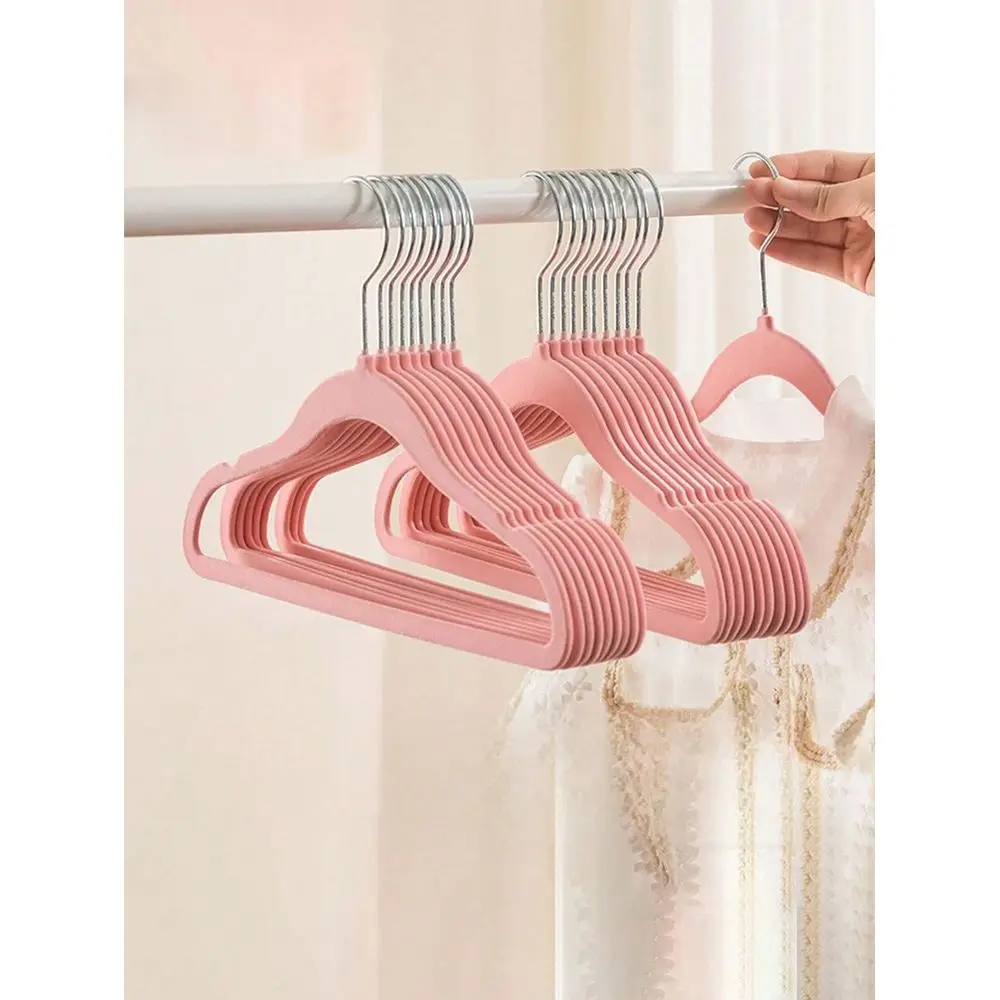 20 30 40pcs Baby Flocked Hangers NonSlip Plastic Baby Home Hangers NoMark NonSlip MultiFunctional Childrens Hangers Storage Han