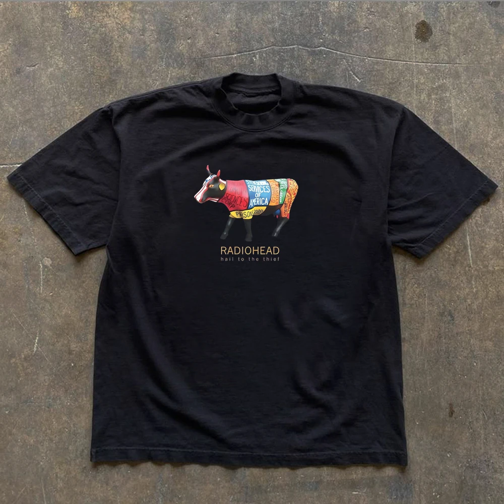 Radiohead The Bend Graphic Print Short Sleeves T-shirt Men Women Summer 90s Retro Rock Music T-shirt Casual Y2K Streetwear Tops