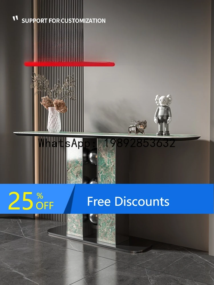 

LYY Light Luxury Entryway Table High-End Simple Modern Hallway Wall-Mounted Wealth-Attracting Bead Strip Case Entryway Art