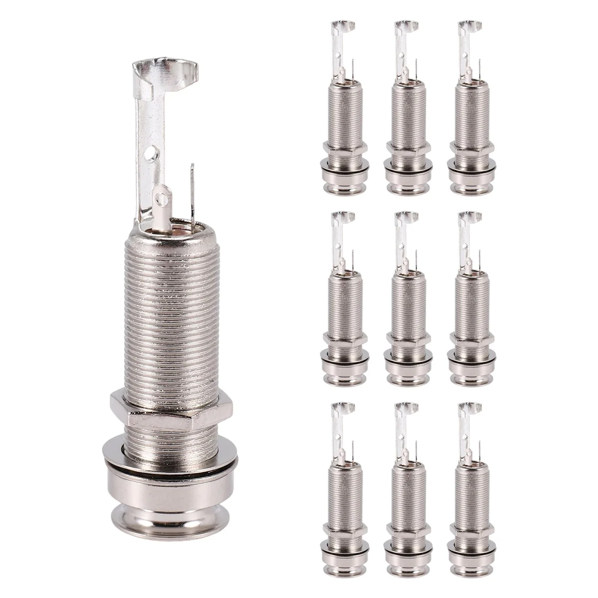 A44T10PCS لاقط الجيتار Endpin الناتج جاك النيكل حزام قفل الكروم