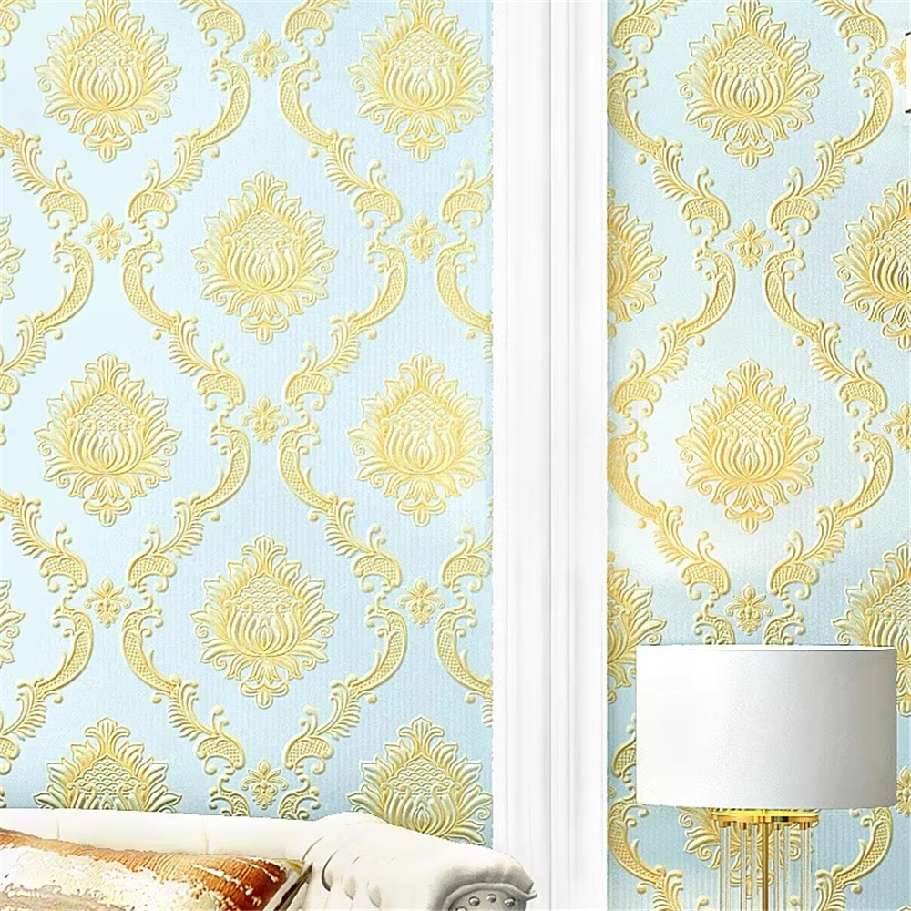 luxury Damascus wallpaper papel de parede 3d Non-woven Wallpapers for walls 3 d sofa Mural Decals papier peint wall stickers
