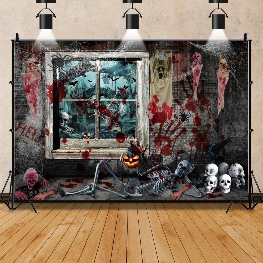 Halloween Night Backdrop Ghost Shadow Terror Zombie Scene Horror Bloody Murder Crime Photography Background Photo Studio