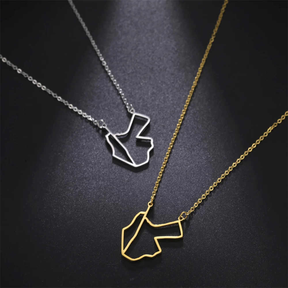Cazador Hollow Jordan Palestine Map Necklaces Jewelry 2025 Stainless Steel Pendant Necklace for Women Anniversary Birthday Gift
