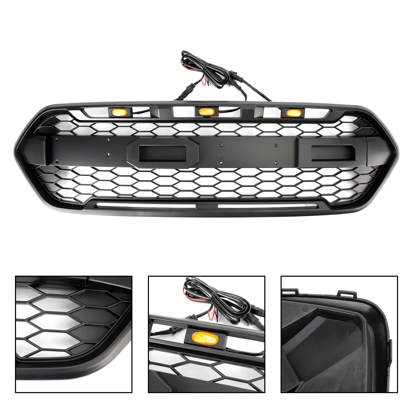 For Ford Transit Custom Trail 2018-2023 W/ 3LED Artudatech Matte Black Front Bumper Grille Fit Car Accessories - view 2