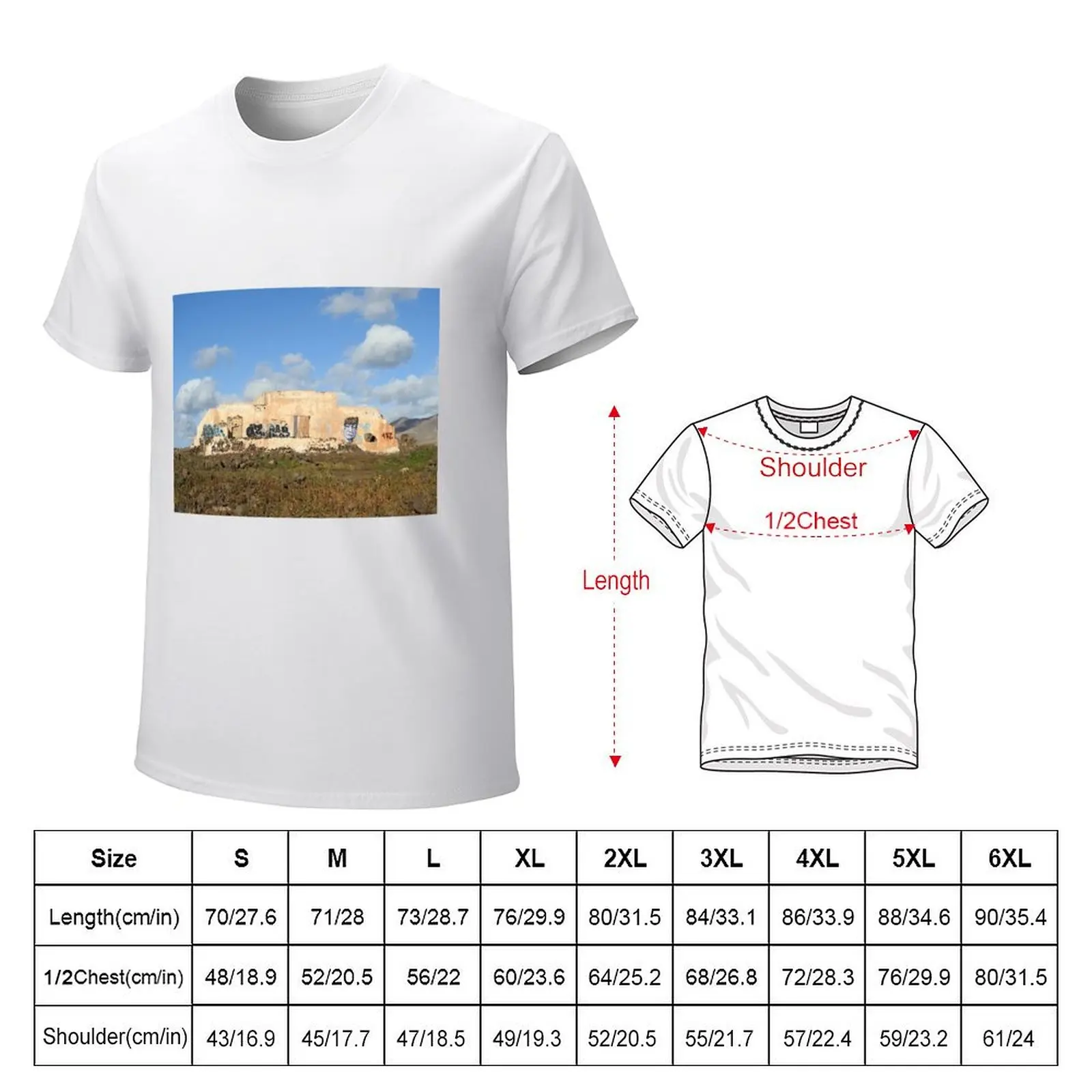 Old ruin with graffiti on Lanzarote T-Shirt sports fans boys whites heavyweights graphics fruit of the loom mens t shirts