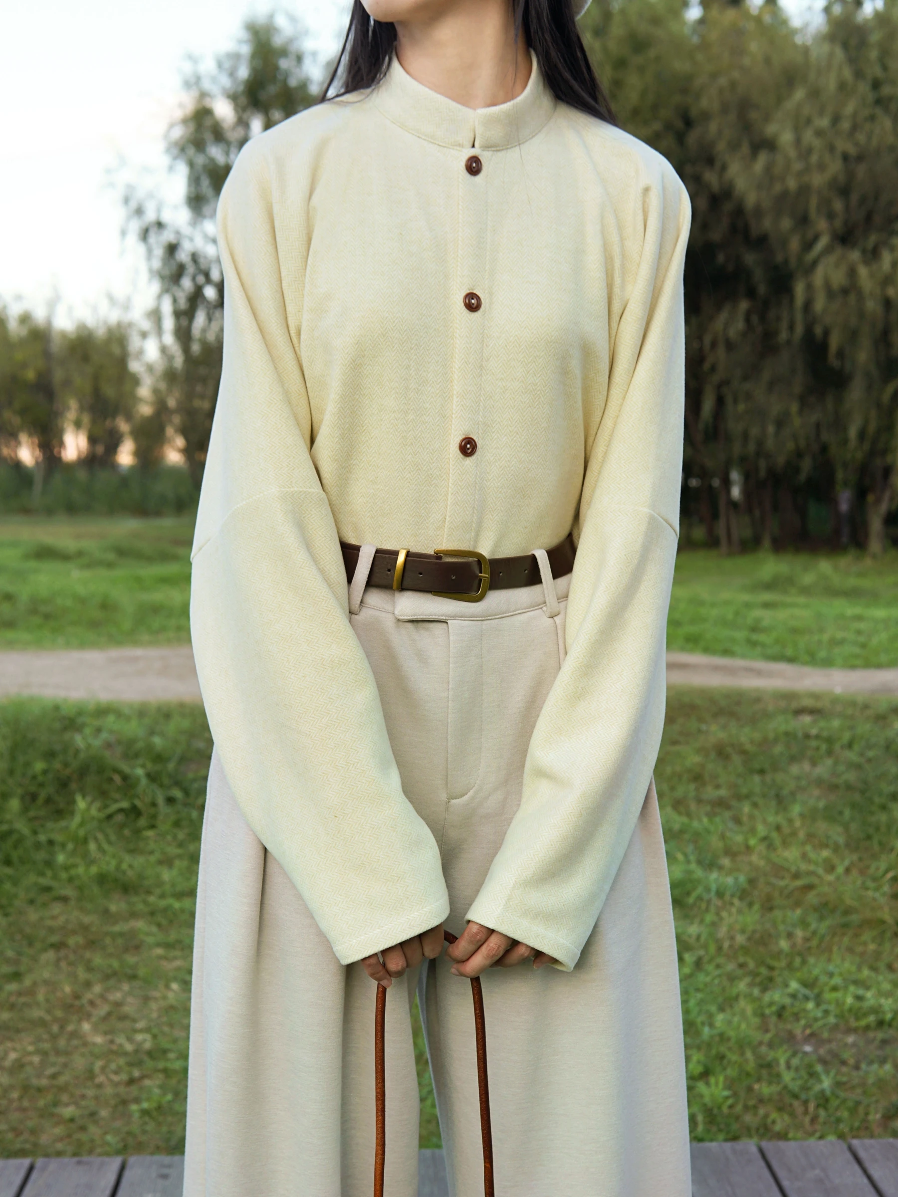 

Traditional Chinese Hanfu ort irt Stand Collar Gown Inner Wear Arch Bag Sve Spring Autumn Winter Daily Women's Faion