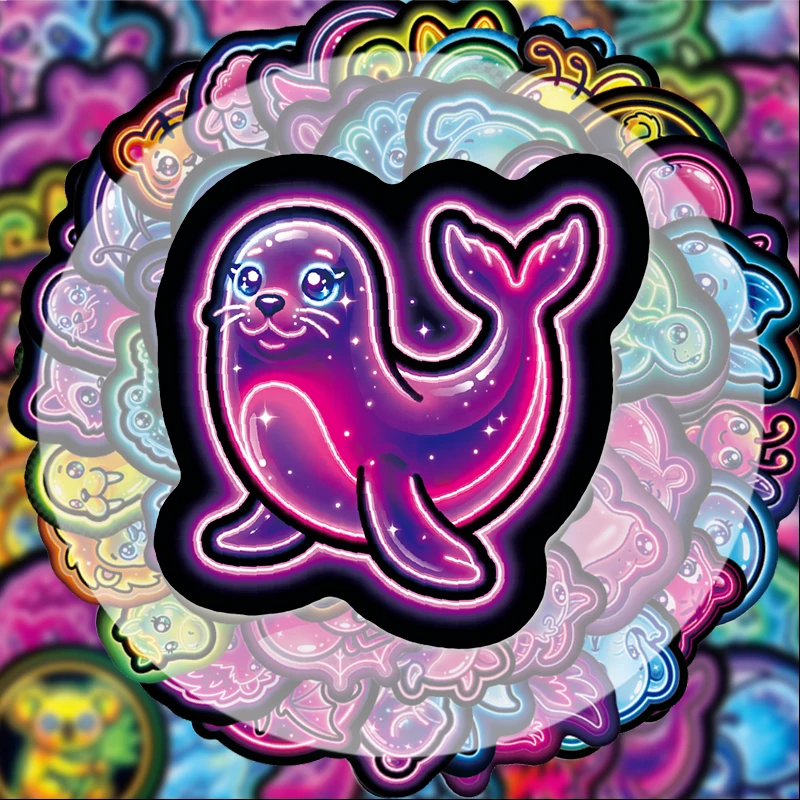 50 Neon-Tier-Graffiti-Aufkleber, geeignet für Wasserflaschen, Laptops, Handydekorationen, Koffer, Skateboards, Gitarren, Geschenkboxen, Partydekorationen, Weihnachtsgeschenke