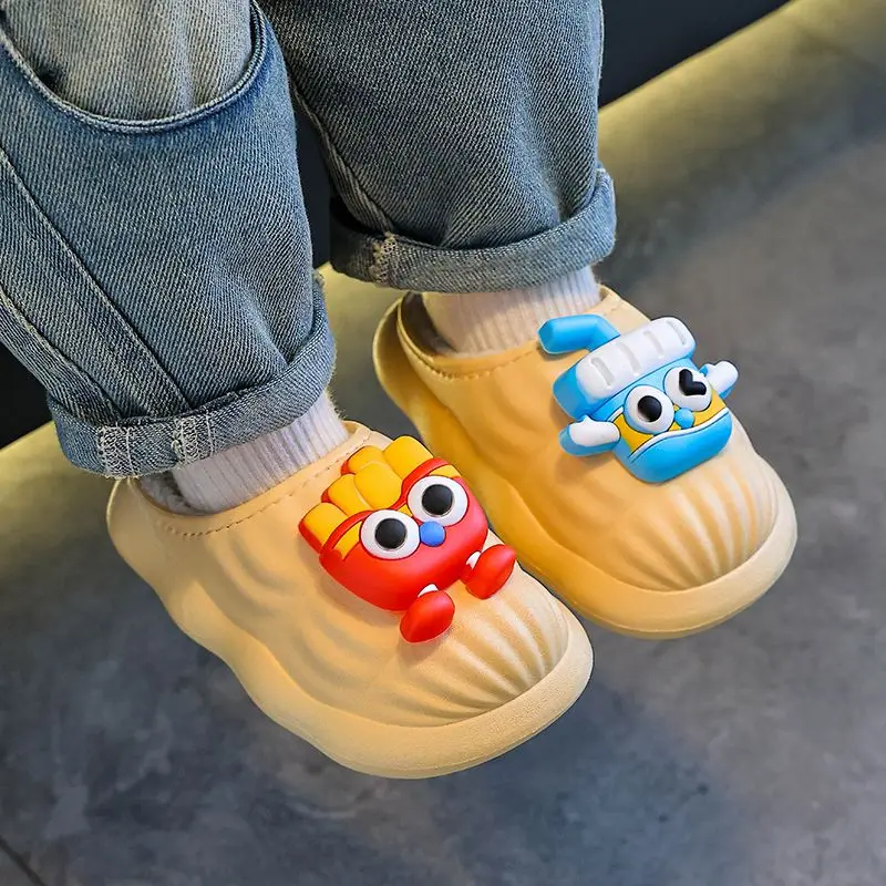 

High Style Children's Waterproof Cotton Slippers with Cute Design Non Slip Indoor Home Slippers Thermal Comfort