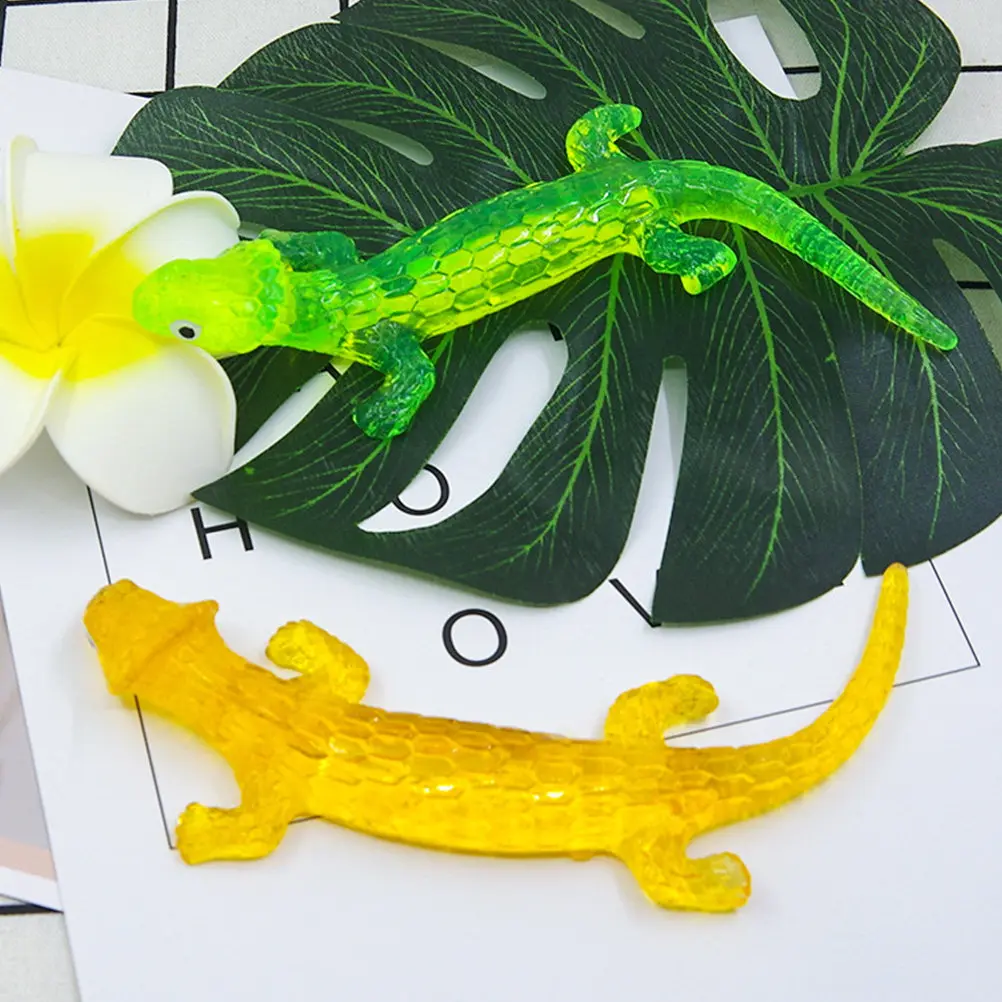 

4Pcs Soft Stretchy Rubber Lizard Squeeze Pressure Relief Birthday Party Favors Easter Rewards Fun Anxiety Relief Sensory Play
