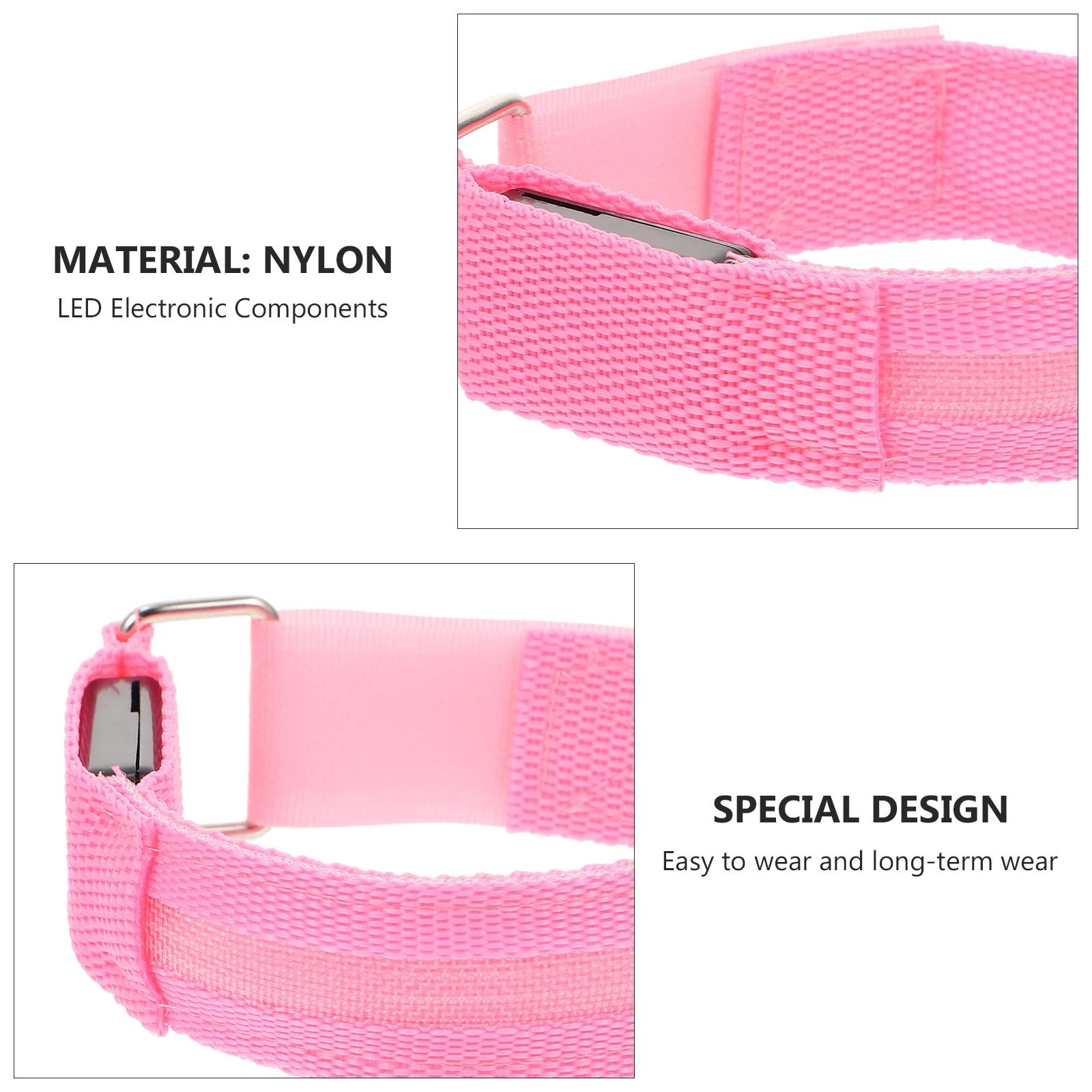 2 قطعة شارات مضيئة قابلة لإعادة الشحن، أساور معصم أنيقة متوهجة للجري الليلي، أساور ركوب الدراجات الآمنة LED #3