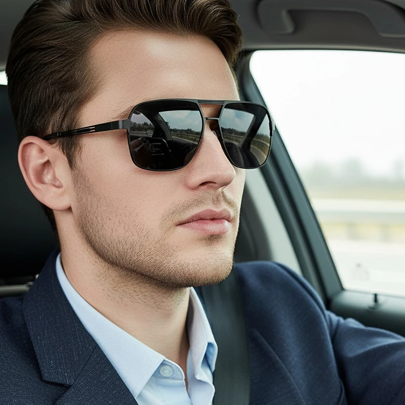 New New Model Metal Polarized Men's High-end Driving Glasses, Fashionable Double-barreled Rectangular Frame Sunglasses 5151 - Aliexpress Deal