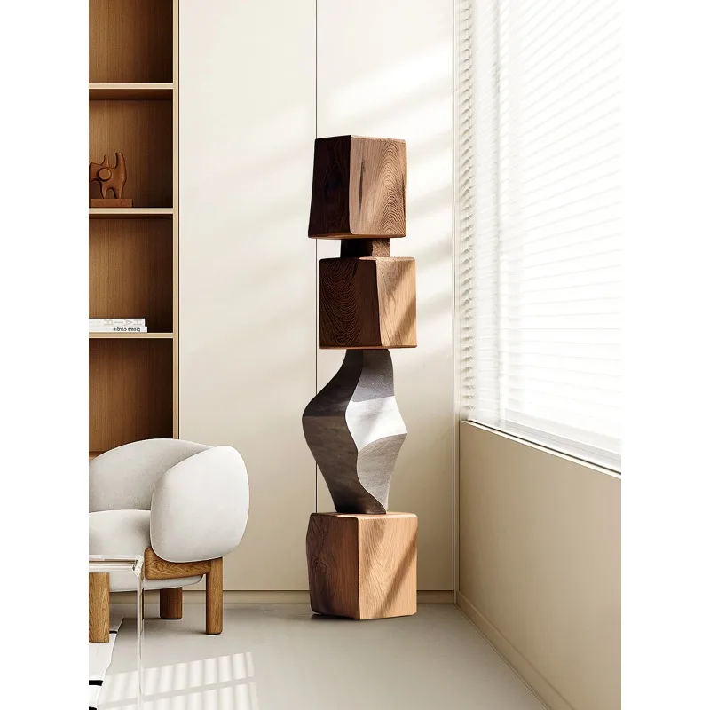 

Wood carving ornaments floor ornaments, high-end model room living room abstract