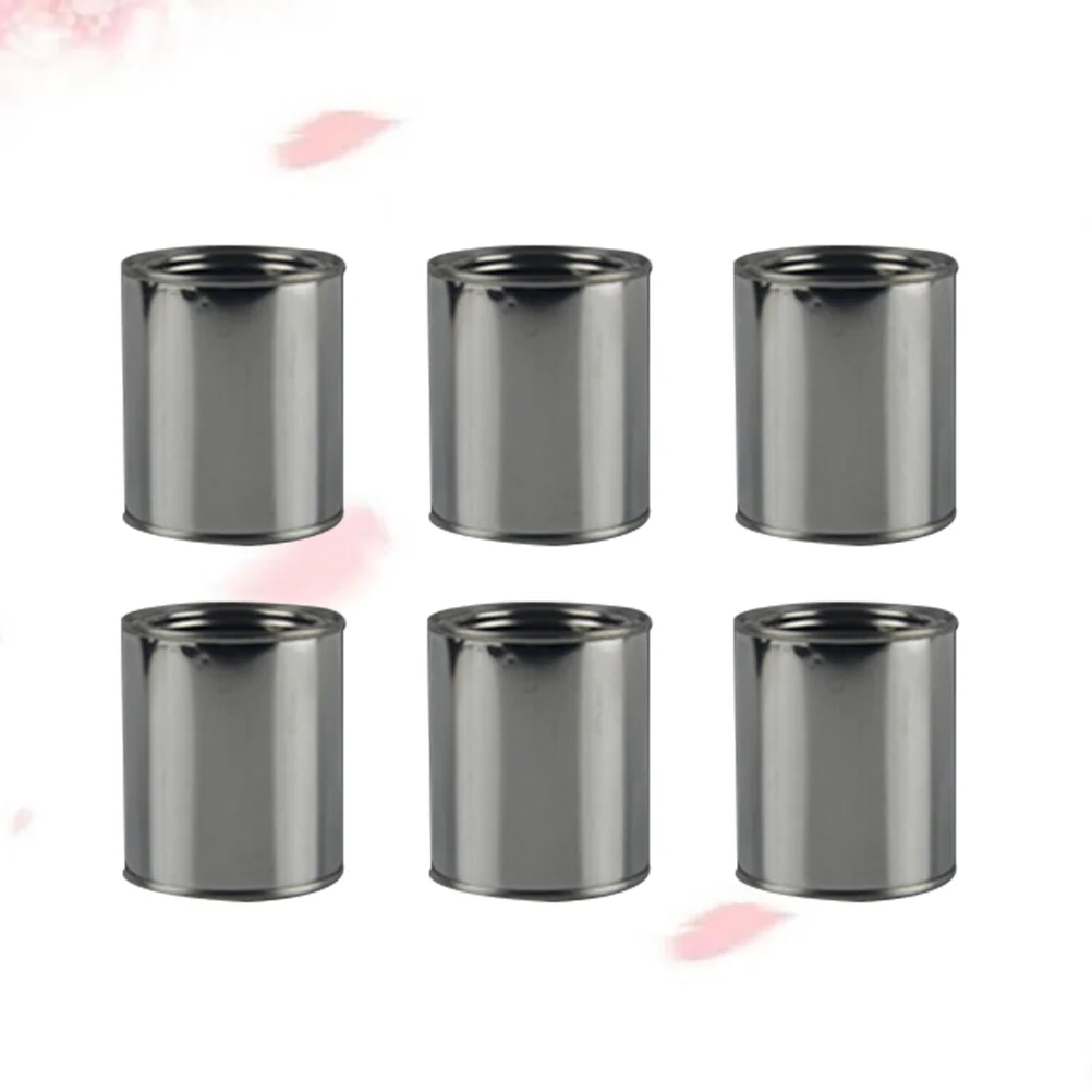 

6pcs Iron Round Paint Cans Practical Paint Storage Can Durable Ink Container (02L)