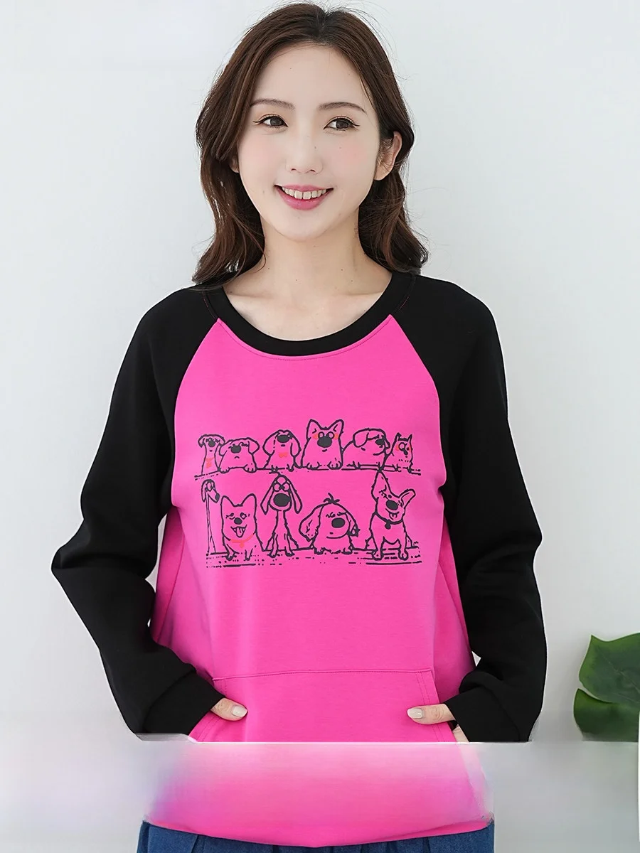 

Aiqige plus Size Women's round Ne Sweatirt Casual Long Sve oulder Insert Air Layer Top for Plump Sister