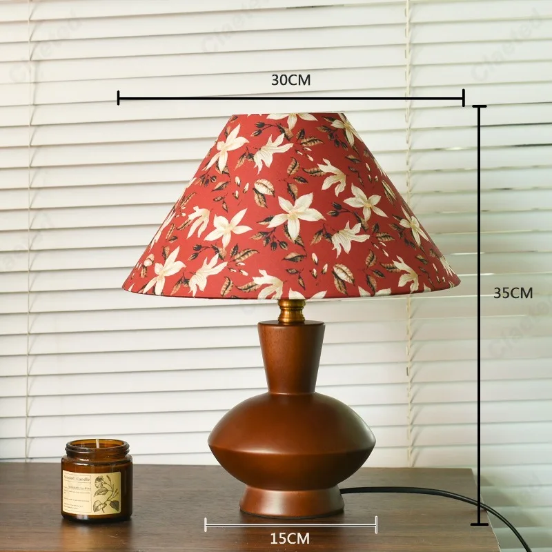 Creative New LED Printing Lampshade Retro Table Lamp Living Room Study Bedroom Bedside Decorative Atmosphere Lighting