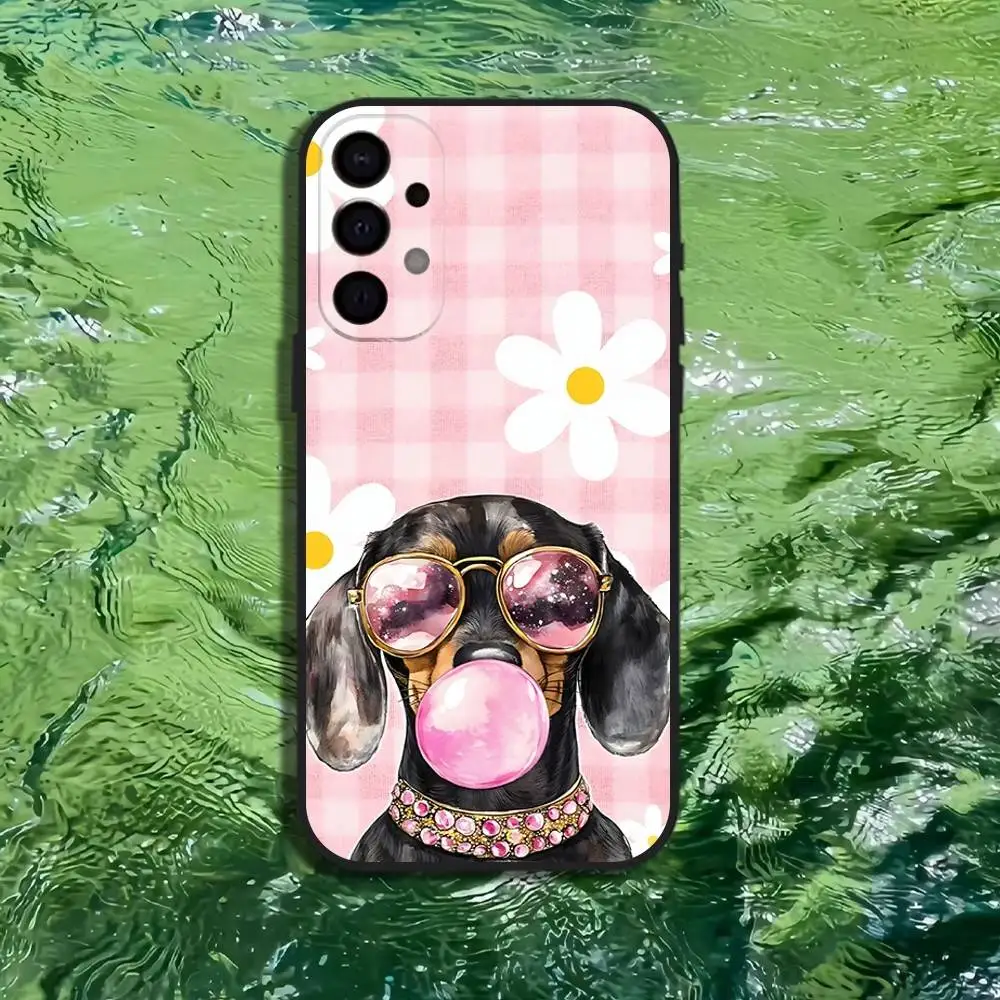 حافظة هاتف Dachshund Sausage Dog Puppy لهاتف سامسونج S25، S24، S21، S22، S23، S30، Ultra، S20، Plus، Fe، Lite، Note، 10,9,5G غطاء أسود #3