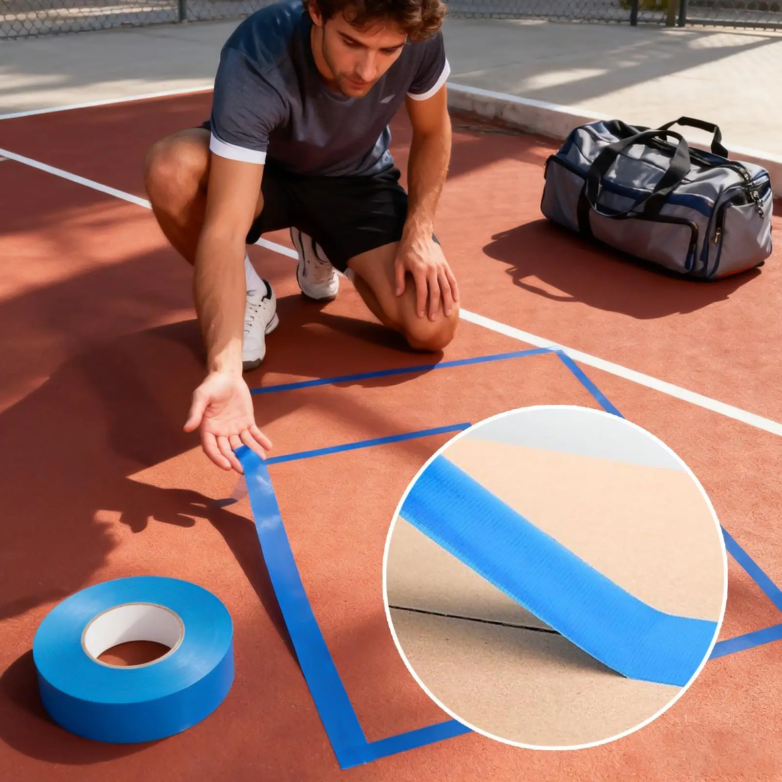Bande de Pickleball 0.16x164 pieds lignes d'entraînement flexibles bandes de terrain de Pickleball temporaire pour Tennis extérieur intérieur Golf Badminton