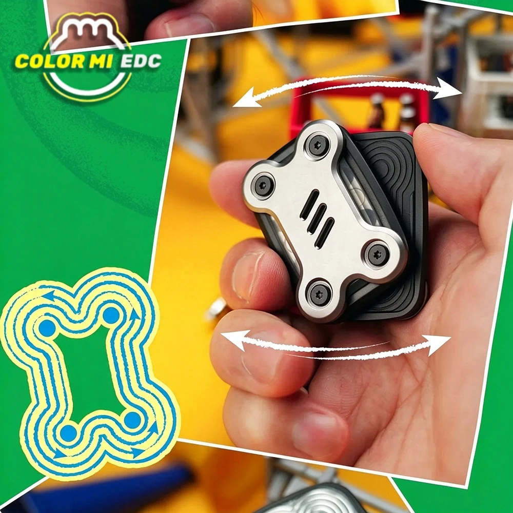COLOR MI EDC Wonzy Unlimited Pushing Slider 10+10 Slider Aluminum Titanium Push Slider EDC Pocket Toy