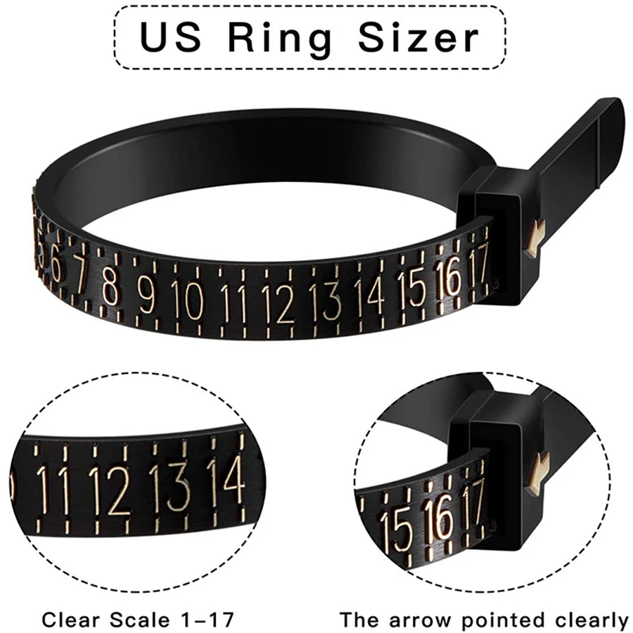 A06R 2 American English Ring Size Table Suit, Finger Measuring Band, Used for Jewelry Measurement,Suitable for Ladies