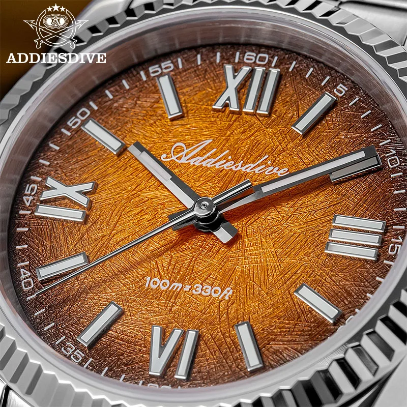 

ADDIESDIVE Quartz Watch VH31 Sweep Movement Sapphire Glass 316L Stainless Steel BGW9 Luminous Roman Markers 100M Waterproof