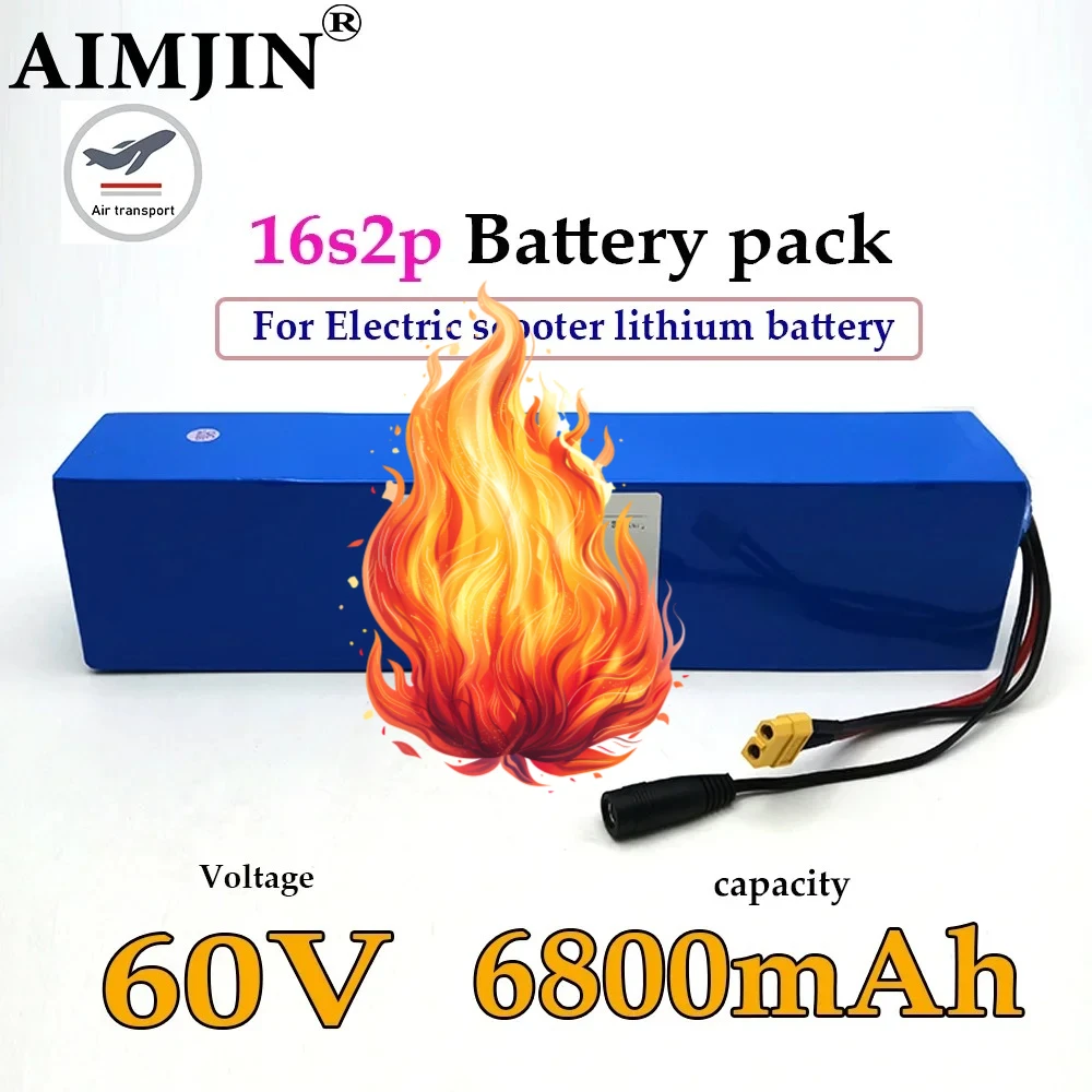 

16S2P Lithium battery pack 60V 6800mAh For electric scooter refitting high-capacity mountain bike battery