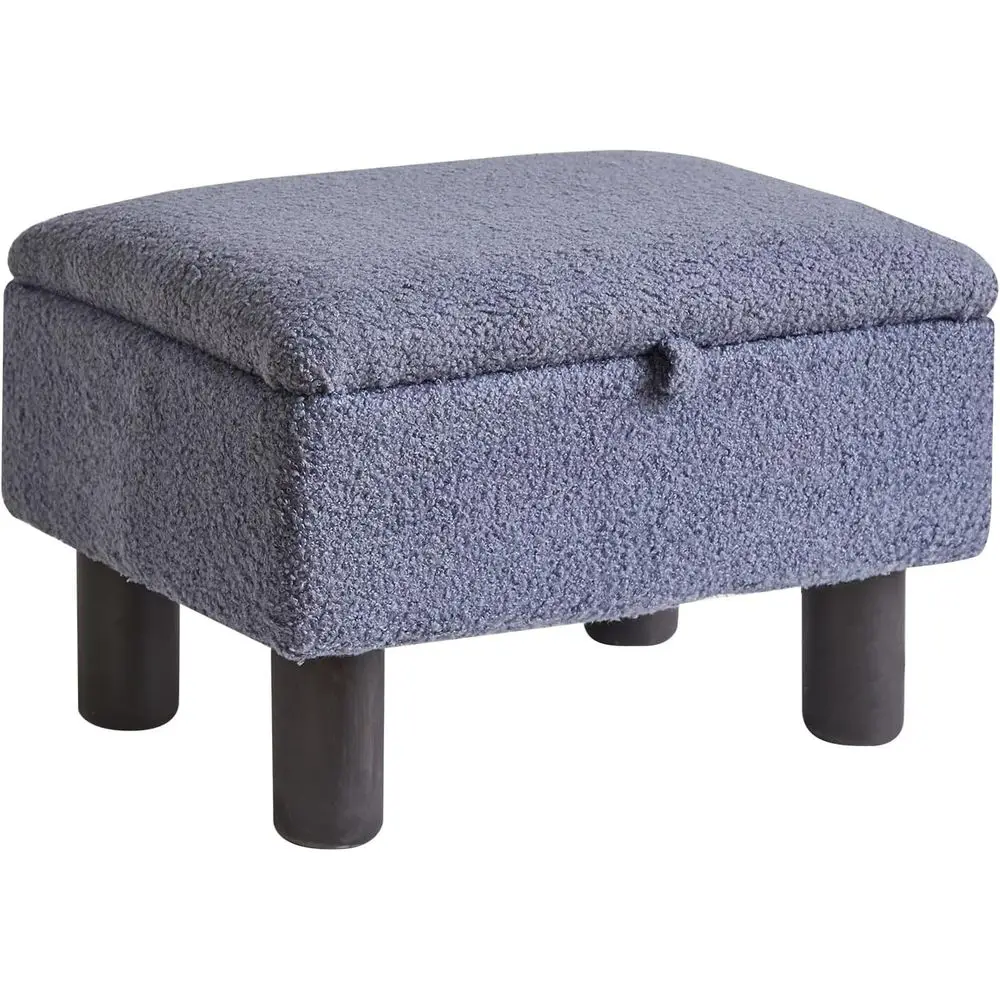 

oot Rest or Couch, oot Stool Ottoman with Wood Legs, Teddy Velvet Ottoman with Storage 16x12x9.5inch lip Top Small Stool or Livi