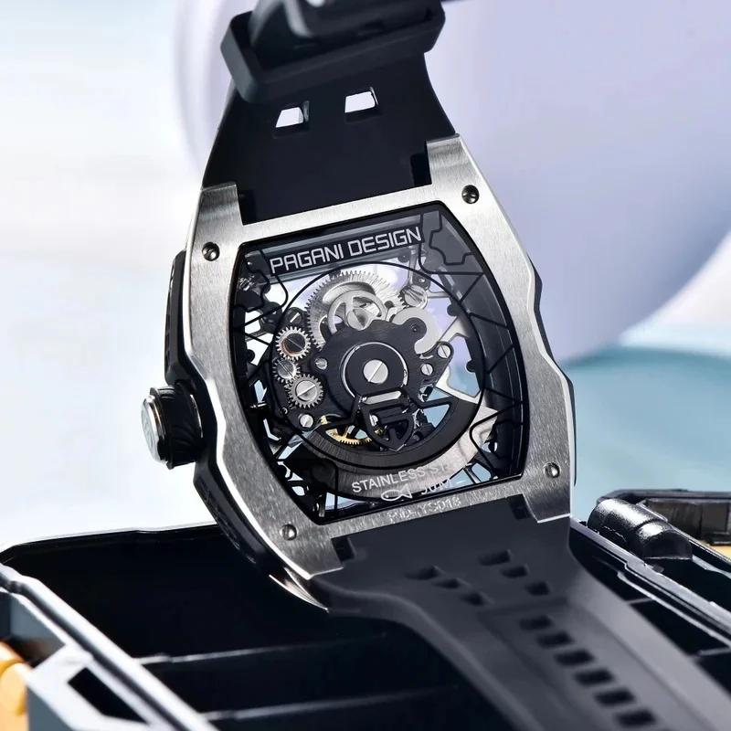 PAGANI DESIGN 42MM Hollow Skeleton Men Mechanical Watches Luxury Sapphire Glass Automatic Watch 50M Waterproof Watch For Men new view 6