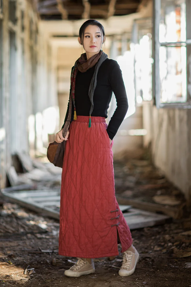 다이아몬드 퀼팅 겨울 스커트: 25가지 신상 라미-린넨, 따뜻하고 독창적인 여성 디자인.