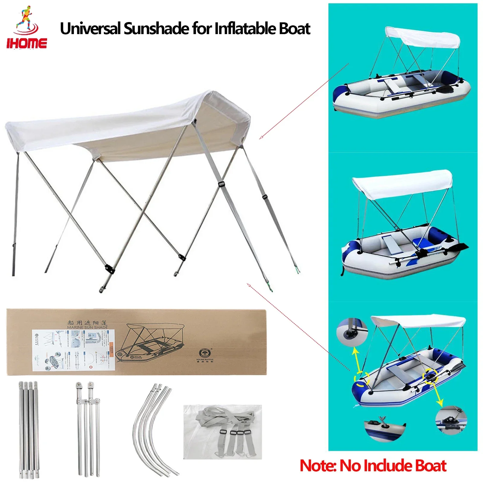 

Universal Sunshade Tent for Canoe Boat Adjustable Thickening Waterproof & UV Resistant Textile Cloth Boat Marine Accessories
